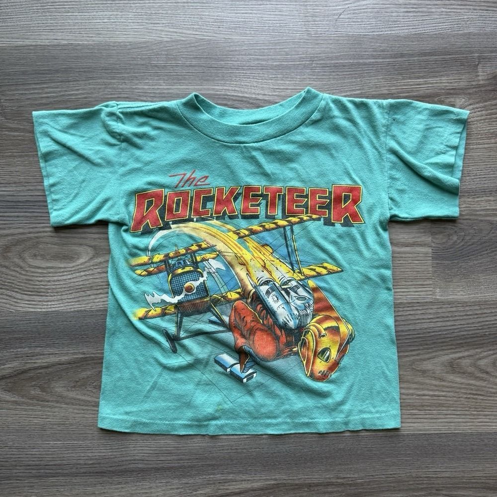 Vintage Disney The Rocketeer T-Shirt Youth Small Green Movie Promo 90s USA